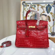 Load image into Gallery viewer, Birkin 30 Rouge Matte Alligator Gold Hardware
