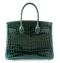 Load image into Gallery viewer, Birkin 30 Bag Emeraude Emerald Porosus Crocodile Palladium