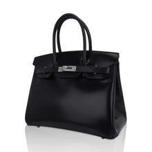 Load image into Gallery viewer, Birkin 30 Black Box Leather Bag Palladium Hardware