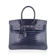 Load image into Gallery viewer, Birkin 35 Bleu Roi Porosus Crocodile Palladium Hardware