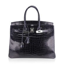 Load image into Gallery viewer, Birkin 35 Bag Blue Marine Porosus Crocodile with Palladium Hardware