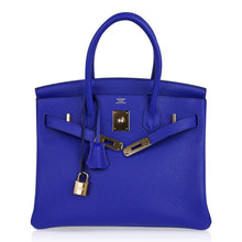 Load image into Gallery viewer, Birkin 30 Bag Blue Electric Clemence Gold Hardware