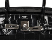 Load image into Gallery viewer, Birkin 40 Bag Black Porosus Crocodile Palladium