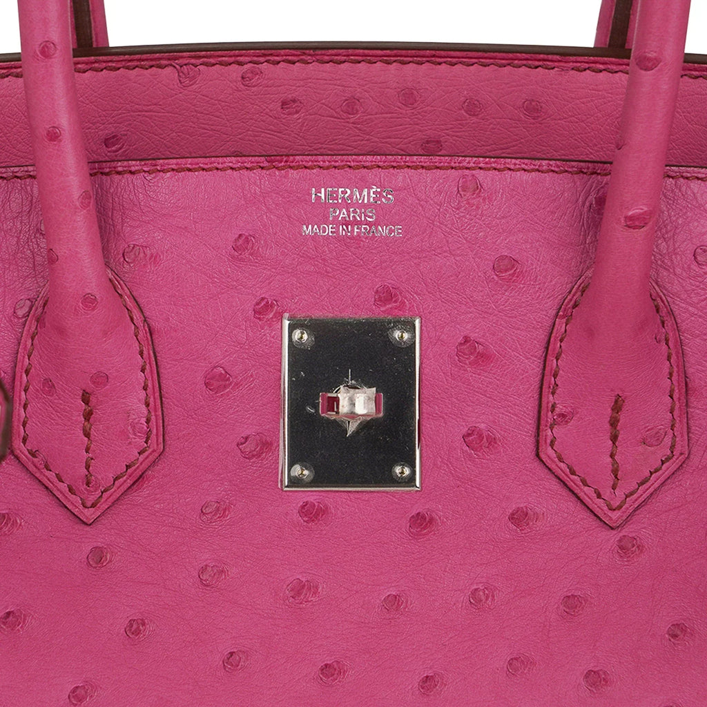 Birkin 35 Bag Fuchsia Ostrich Palladium Hardware