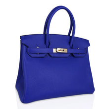 Load image into Gallery viewer, Birkin 30 Bag Blue Electric Clemence Gold Hardware