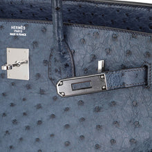 Load image into Gallery viewer, Birkin Vintage 35 Bag Blue Roi Ostrich Palladium Hardware
