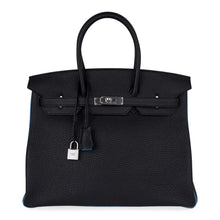 Load image into Gallery viewer, Special Order HSS Birkin 35 Bag Black Turquoise Togo Leather with Brushed Palladium Hardware