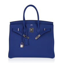 Load image into Gallery viewer, Birkin 35 Bag Blue de France Togo Leather with Palladium Hardware