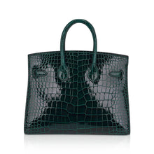 Load image into Gallery viewer, Birkin 25 Bag Sellier Vert Fonce Porosus Crocodile Bag with Gold Hardware