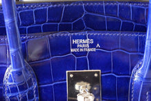 Load image into Gallery viewer, Birkin 35 Bag Vivid Electric Blue Porosus Crocodile Palladium