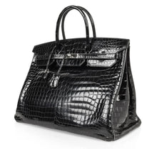 Load image into Gallery viewer, Birkin 40 Bag Black Porosus Crocodile Palladium