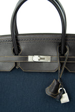 Load image into Gallery viewer, Birkin 40 Ghillies Denim Fonce Toile / Black Evercalf Bag Limited Edition