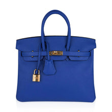 Load image into Gallery viewer, Birkin 25 Bag Blue Zellige Novillo Leather with Gold Hardware
