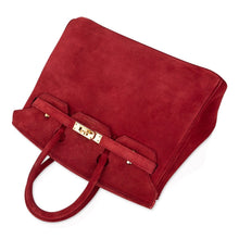 Load image into Gallery viewer, Birkin 25 Doblis Bag Rouge Vif Suede Gold Hardware
