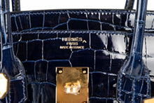 Load image into Gallery viewer, Birkin 35 Bag Blue Sapphire Porosus Crocodile Gold Hardware New