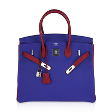 Load image into Gallery viewer, Special Order HSS Birkin 35 Bag Blue Electric &amp; Rouge Granat Togo Leather with Palladium Hardware