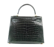 Load image into Gallery viewer, Kelly 28 Bag Exotic Vert Fonce Porosus Crocodile Gold