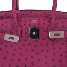 Load image into Gallery viewer, Birkin 30 Bag Rose Pourpre Ostrich with Palladium Hardware