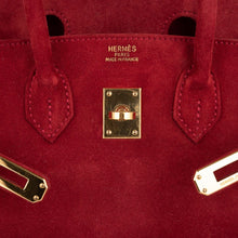 Load image into Gallery viewer, Birkin 25 Doblis Bag Rouge Vif Suede Gold Hardware
