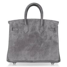 Load image into Gallery viewer, Birkin 25 Bag Gris Fume Doblis Suede with Palladium Hardware