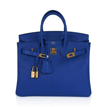 Load image into Gallery viewer, Birkin 25 Bag Blue Zellige Novillo Leather with Gold Hardware