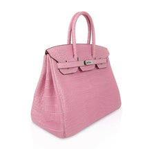 Load image into Gallery viewer, Limited Edition Birkin 35 Bag 5P Pink Matte Alligator with Palladium Hardware