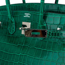 Load image into Gallery viewer, Birkin 35 Bag Emerald Porosus Crocodile with Palladium Hardware