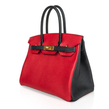 Load image into Gallery viewer, Birkin HSS 30 Bag Rouge Casaque and Black Chevre Brushed Gold Hardware