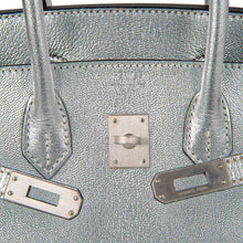 Load image into Gallery viewer, Birkin 25 Bag Metallic Silver Chevre with Brushed Palladium Hardware