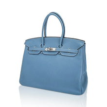 Load image into Gallery viewer, Birkin 35 Bag Blue Jean Togo Leather with Palladium Hardware