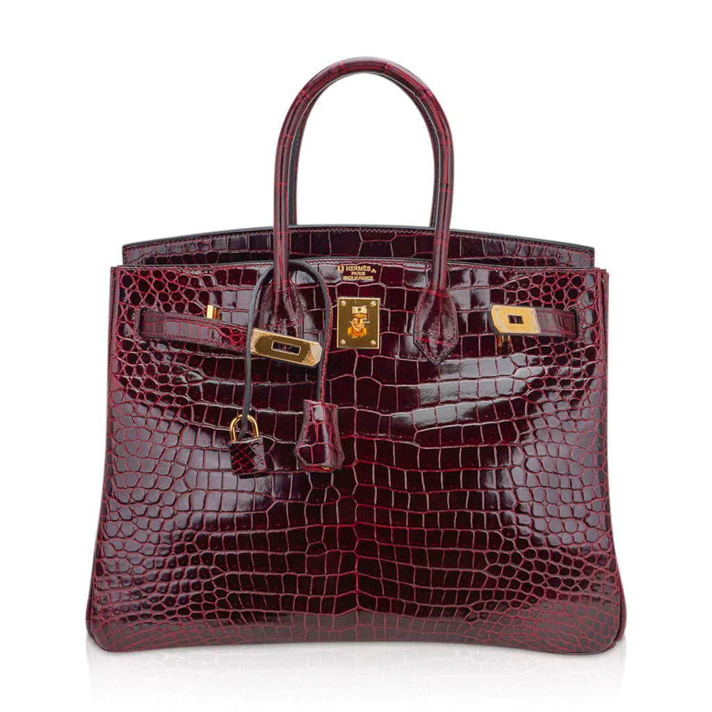 Birkin 35 Bag Bordeaux Porosus Crocodile with Gold Hardware