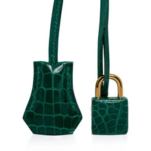 Load image into Gallery viewer, Birkin 25 Bag Emerald Crocodile Gold Hardware