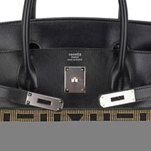 Load image into Gallery viewer, Limited Edition Vintage Horizons Birkin 40 Black Box Leather with Gold Embroidered Toile