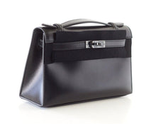 Load image into Gallery viewer, Kelly Pochette Clutch Bag Limited Edition So Black Box Leather Very Rare