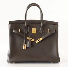 Load image into Gallery viewer, Birkin 35 Bag Vert Bronze Gold Hardware Veau Trekking Leather Very Rare