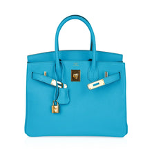 Load image into Gallery viewer, Birkin 30 Bleu Aztec Bag Chevre Leather with Gold Hardware