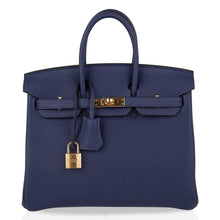 Load image into Gallery viewer, Birkin 25 Bag Blue Encre Gold Hardware Togo Leather