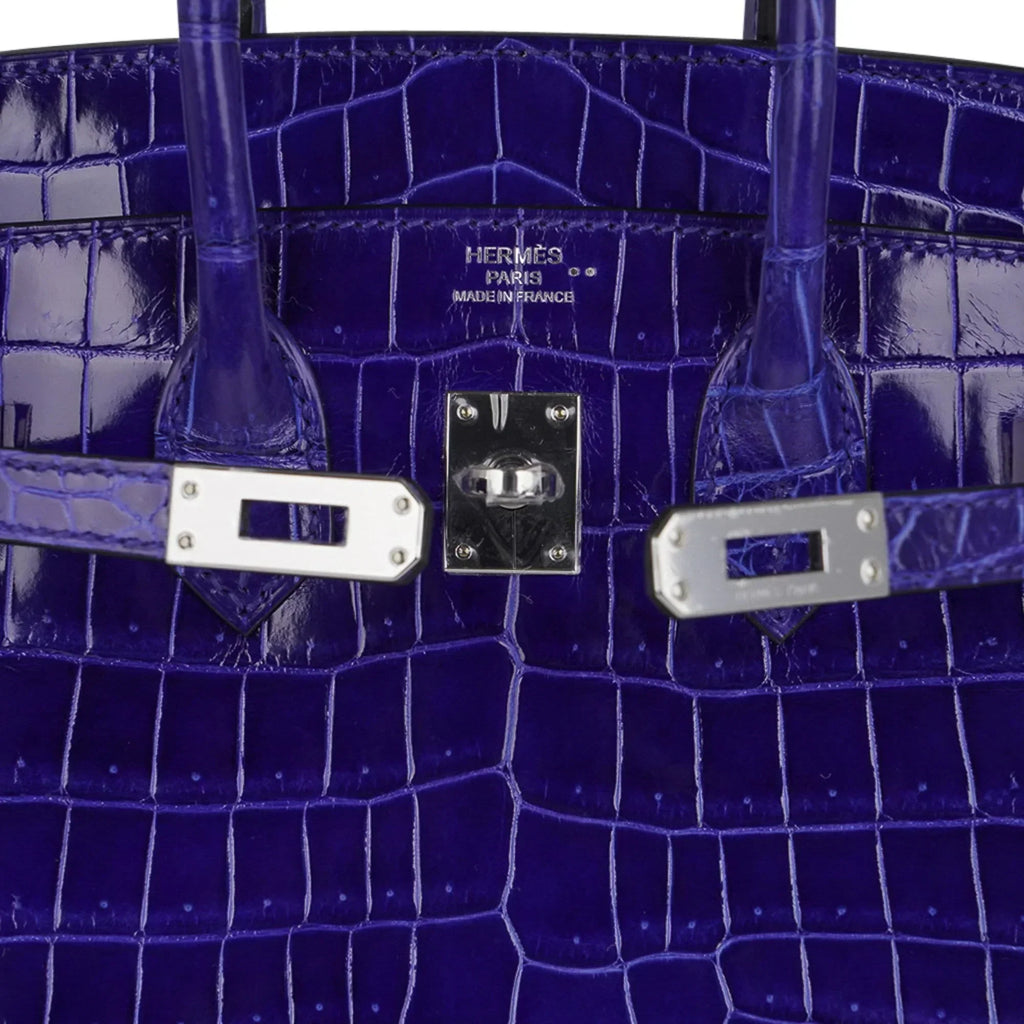 Birkin 25 Bag Blue Electric Crocodile Vivid Jewel Palladium Hardware