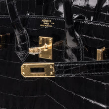 Load image into Gallery viewer, Birkin 25 Bag Black Crocodile Lisse Gold Hardware