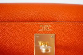 Kelly 32 Bag Sellier Feu Lush Orange Epsom Gold Hardware