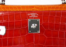 Load image into Gallery viewer, Kelly 35 Bag Tri Color Horseshoe Porosus Crocodile Palladium