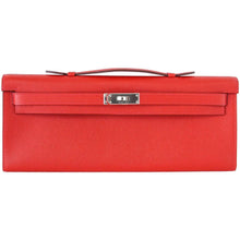 Load image into Gallery viewer, Kelly Cut Bag Clutch Rouge Casaque Epsom Palladium