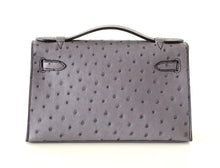 Load image into Gallery viewer, Kelly Pochette Clutch Bag Ostrich Gris Agate Gold Hardware