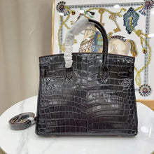 Load image into Gallery viewer, Birkin Black Matte Niloticus Crocodile Gold Hardware