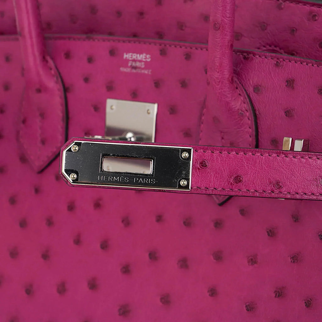 Birkin 30 Bag Rose Pourpre Ostrich with Palladium Hardware