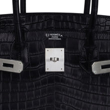 Load image into Gallery viewer, Birkin HSS 30 Matte Porosus Crocodile Black / Rose Pourpre Bag