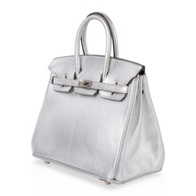 Load image into Gallery viewer, Birkin 25 Bag Metallic Silver Chevre with Brushed Palladium Hardware