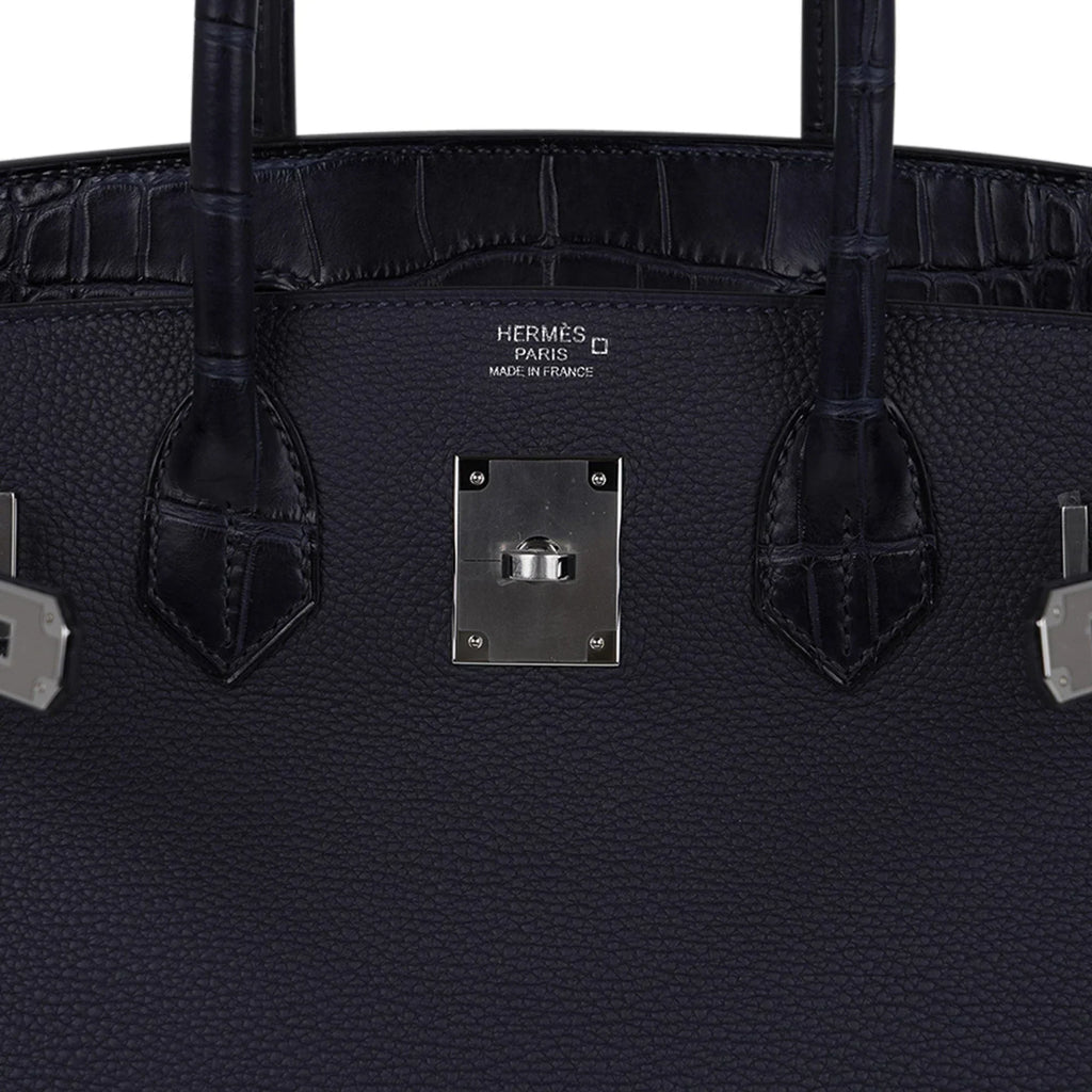 Birkin 30 Touch Blue Indigo Matte Alligator Bag Palladium Hardware