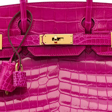 Load image into Gallery viewer, Birkin 30 Rose Pourpre Shiny Niloticus Crocodile Gold Hardware