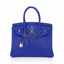 Load image into Gallery viewer, Birkin 30 Bag Blue Electric Novillo Leather with Palladium Hardware